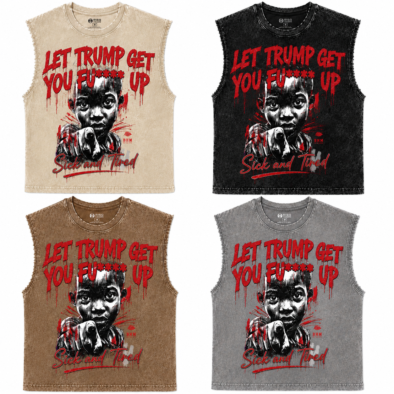 Let Trump Get You Fu**** Up Sleeveless Acid Wash Graphic Tee | Vintage Muscle Shirt