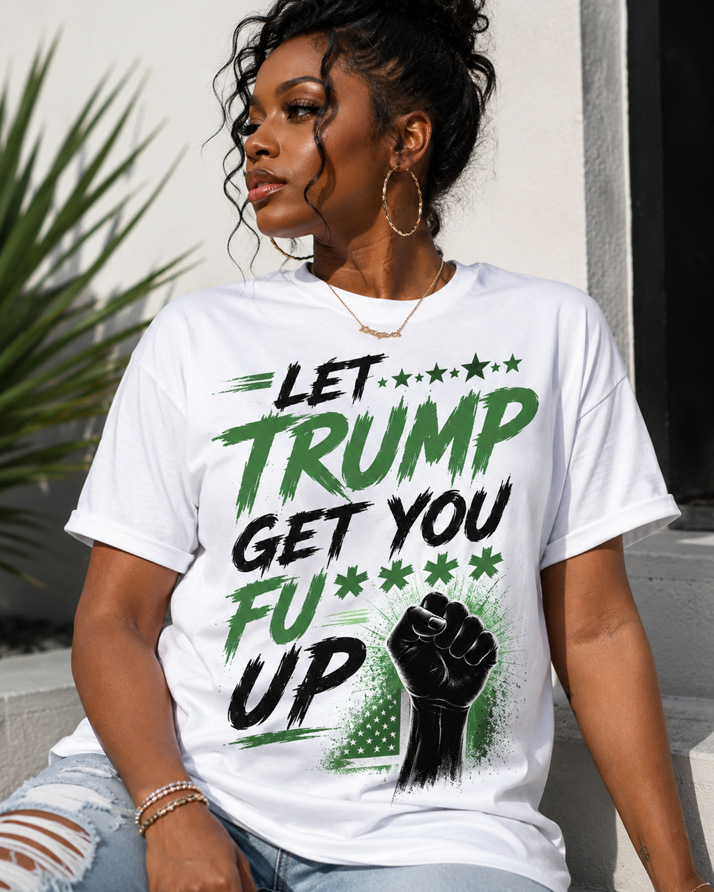 Let Trump Get You Fu** Up Graphic Tee – Afro American Shirt | Unisex Pro Black Shirt