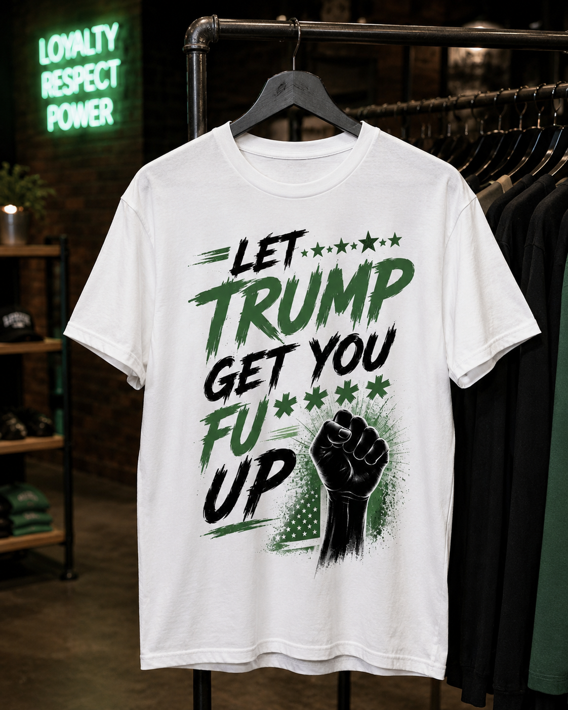 Let Trump Get You Fu** Up Graphic Tee – Afro American Shirt | Unisex Pro Black Shirt