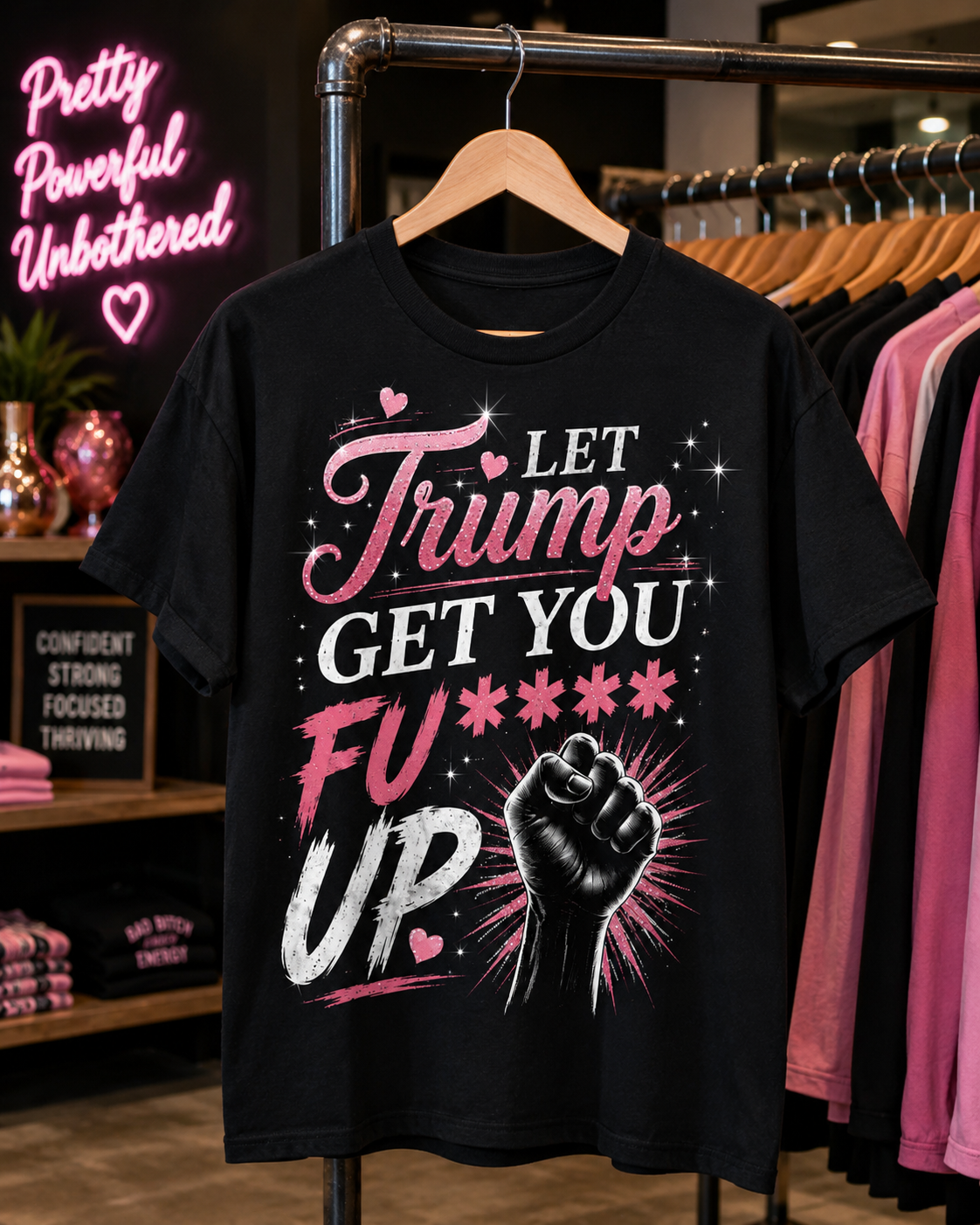 Let Trump Get You Fu** Up Graphic Tee – Afro American Shirt | Unisex Pro Black Shirt