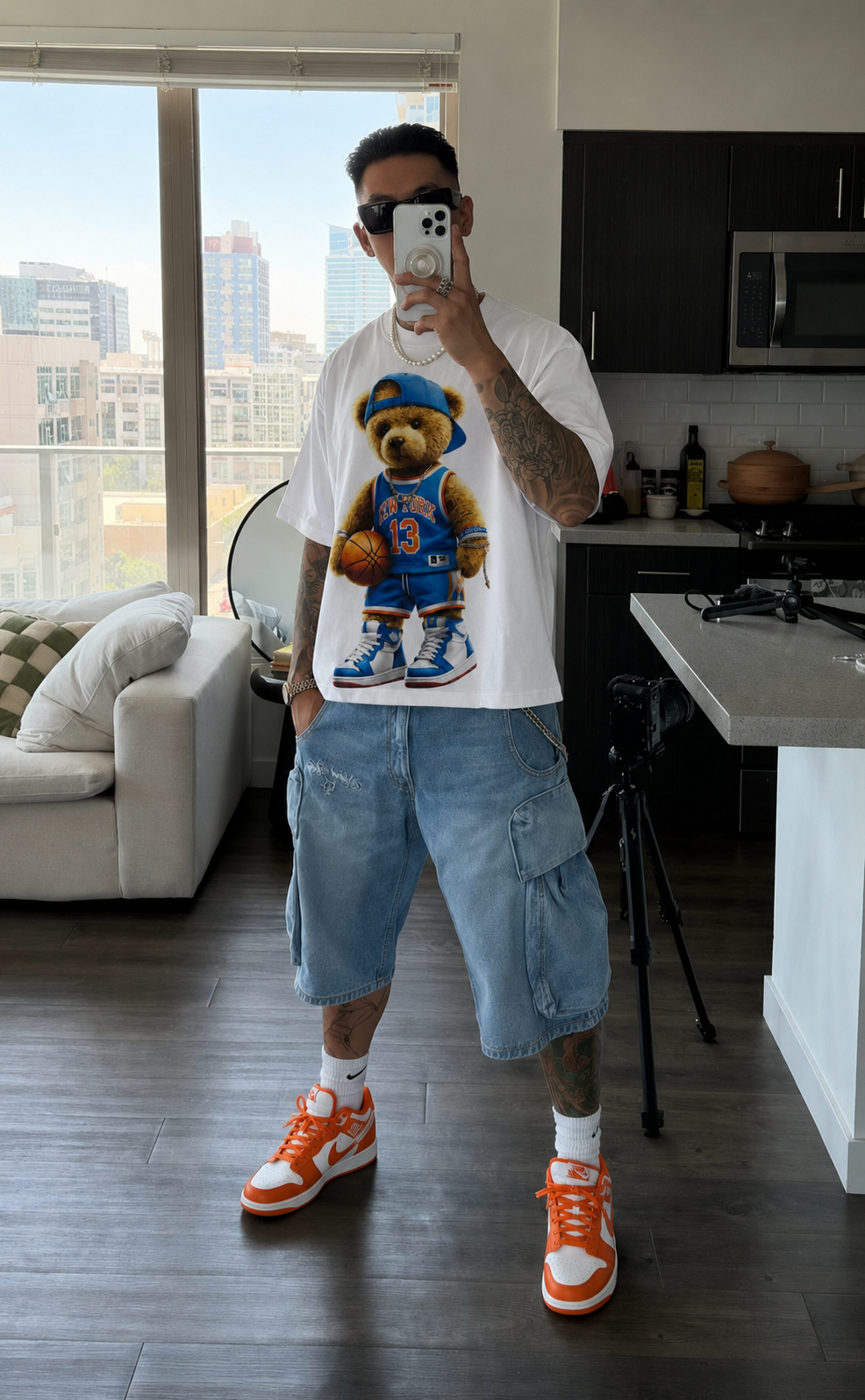 New York Urban Bear Basketball Bear - Unisex Street Wear Urban Tee