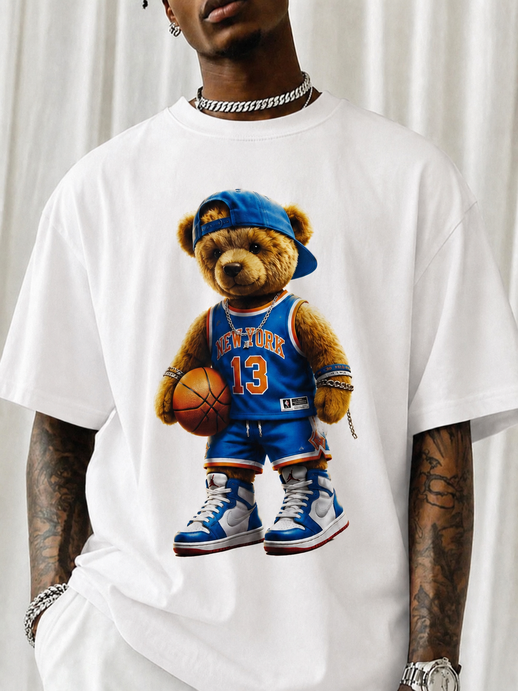 New York Urban Bear Basketball Bear - Unisex Street Wear Urban Tee