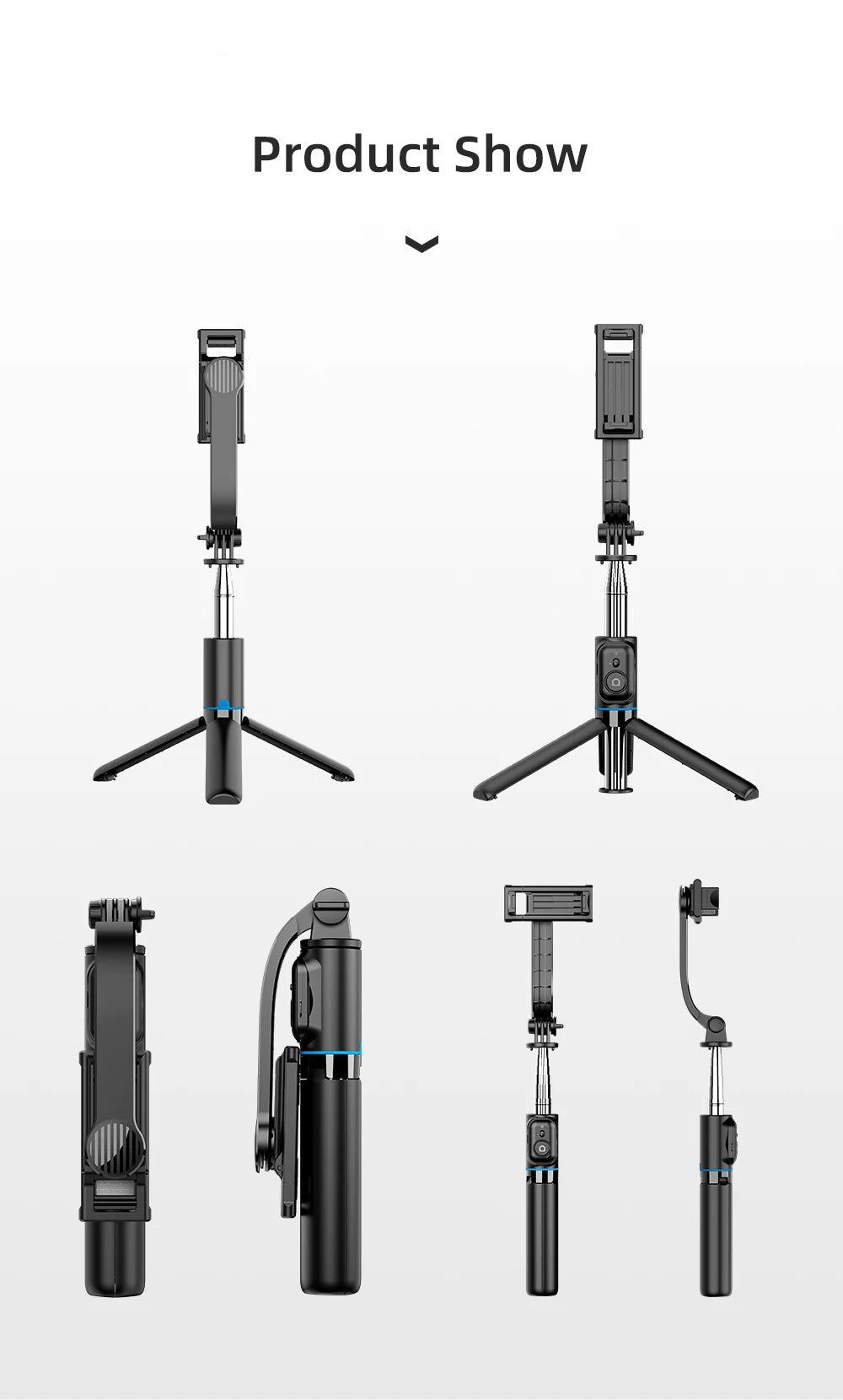 Telescopic Selfie Stick Tripod Monopod Stand Mobile Phone Support Wireless Gimbal Stabilizer For iPhone Android Holder