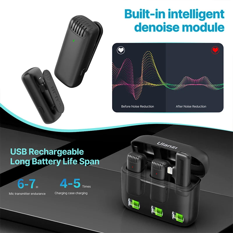 ULANZI Wireless Lavalier Microphone for iPhone 17 16 iPad