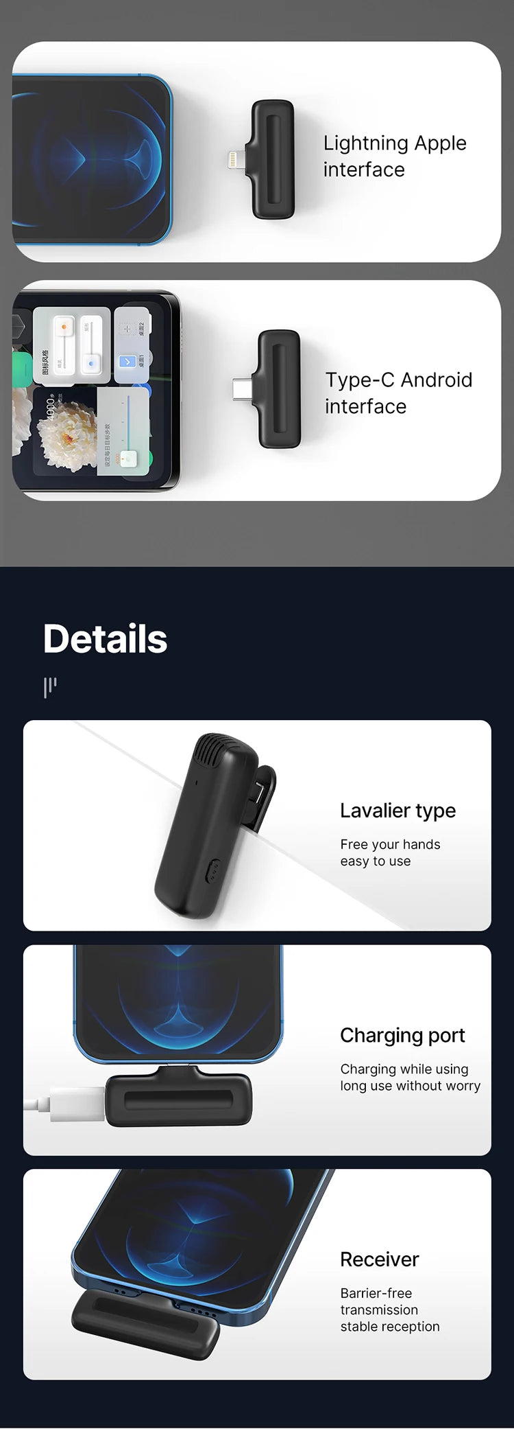 ULANZI Wireless Lavalier Microphone for iPhone 17 16 iPad