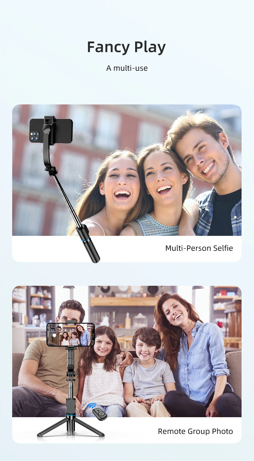Telescopic Selfie Stick Tripod Monopod Stand Mobile Phone Support Wireless Gimbal Stabilizer For iPhone Android Holder