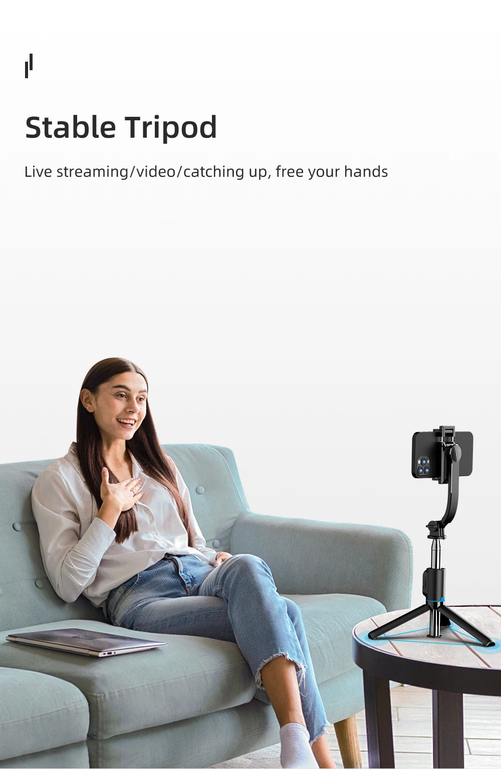 Telescopic Selfie Stick Tripod Monopod Stand Mobile Phone Support Wireless Gimbal Stabilizer For iPhone Android Holder