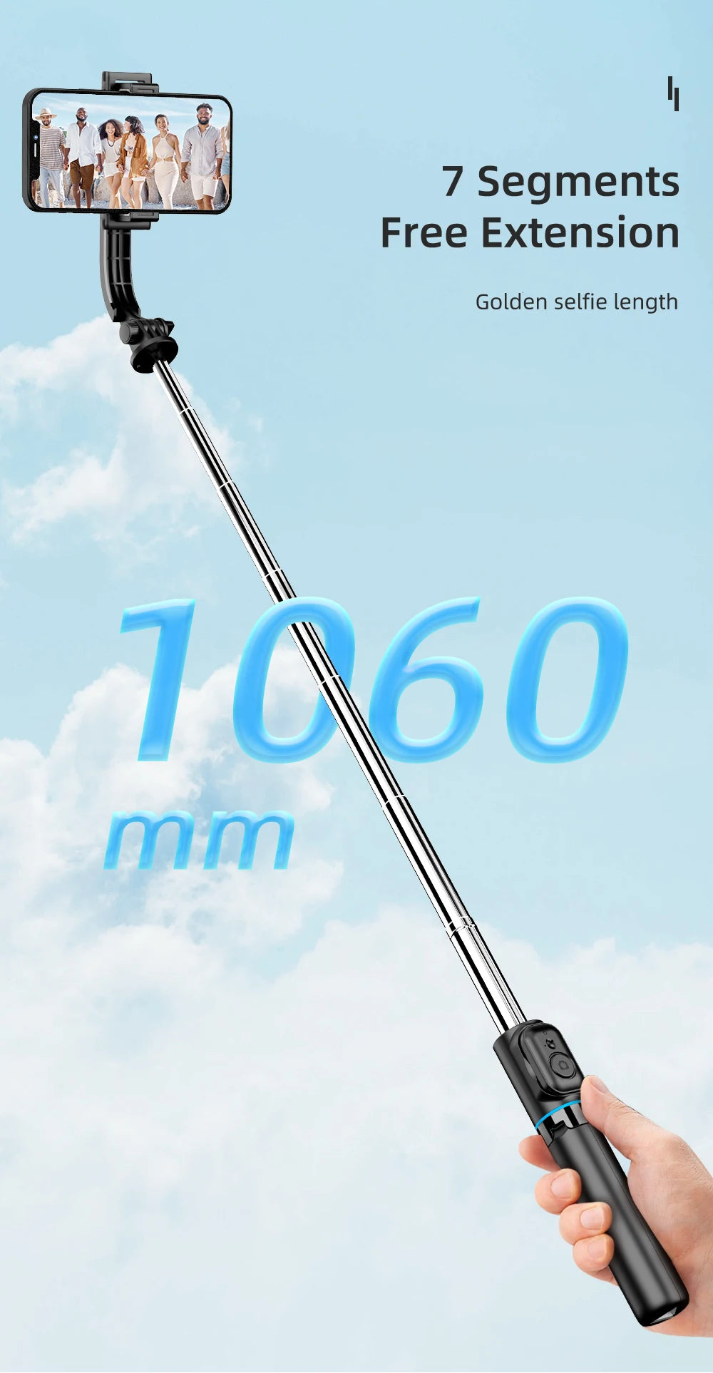 Telescopic Selfie Stick Tripod Monopod Stand Mobile Phone Support Wireless Gimbal Stabilizer For iPhone Android Holder